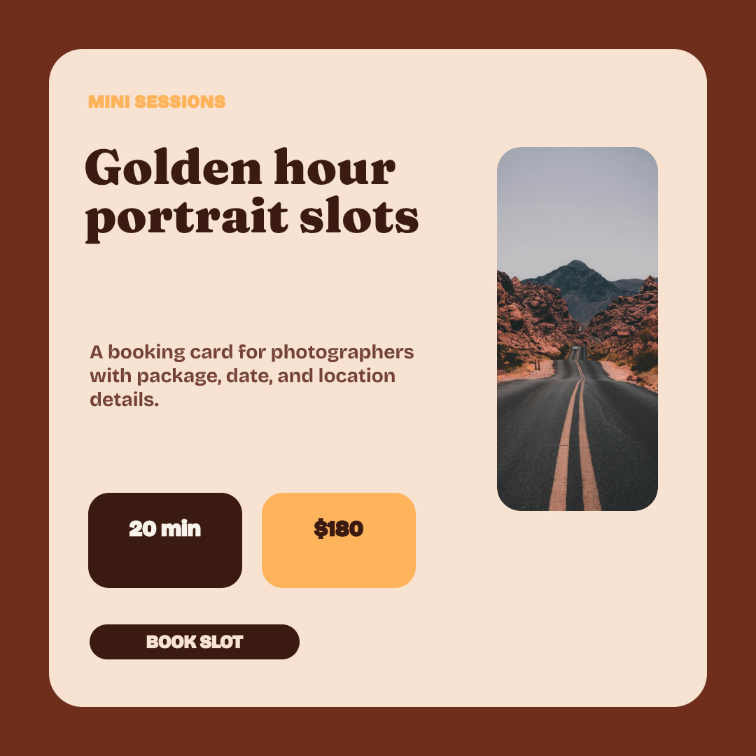 Photography Booking Card