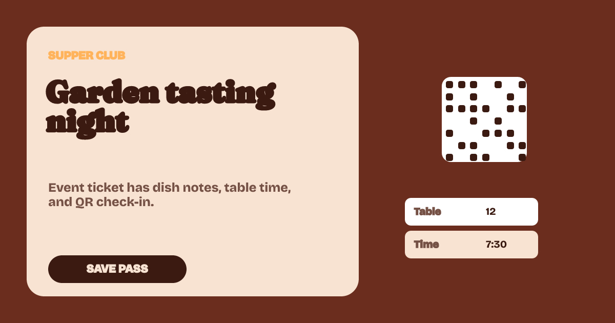 Restaurant Event Ticket