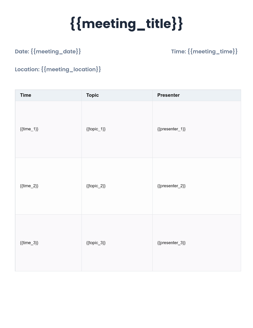 Meeting Agenda
