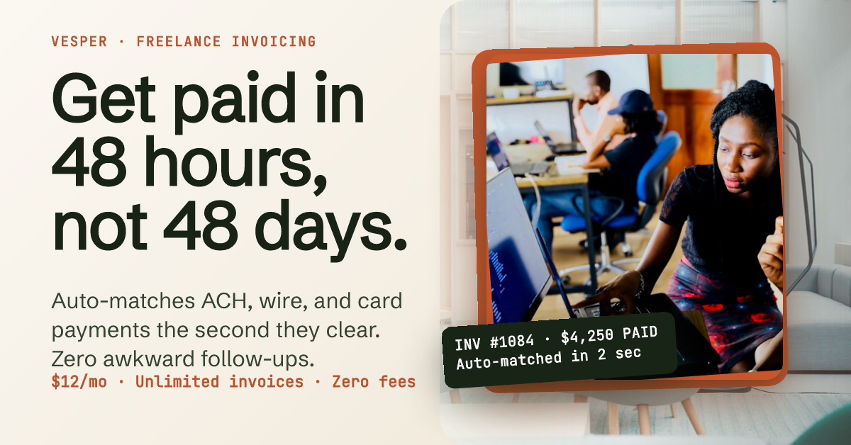 Vesper Invoicing for Freelancers Ad