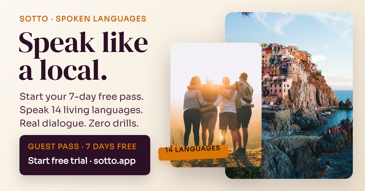 Sotto Conversational Language App 7-Day Free Trial Ad