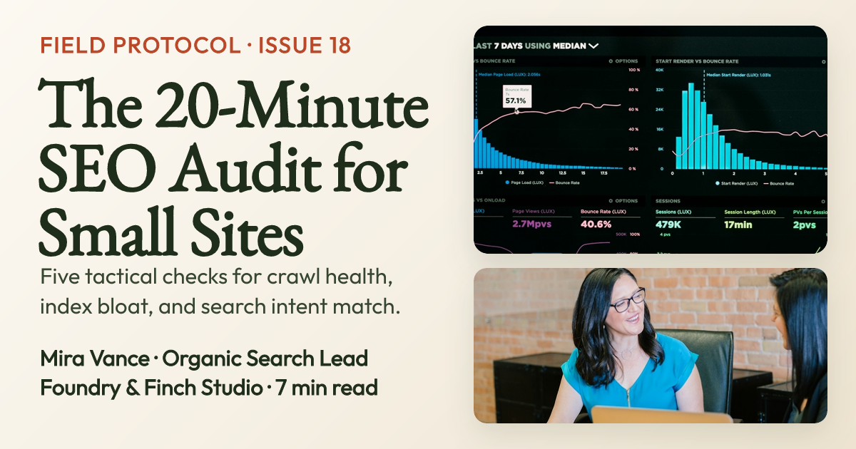 The 20-Minute SEO Audit for Small Sites Editorial Blog Cover