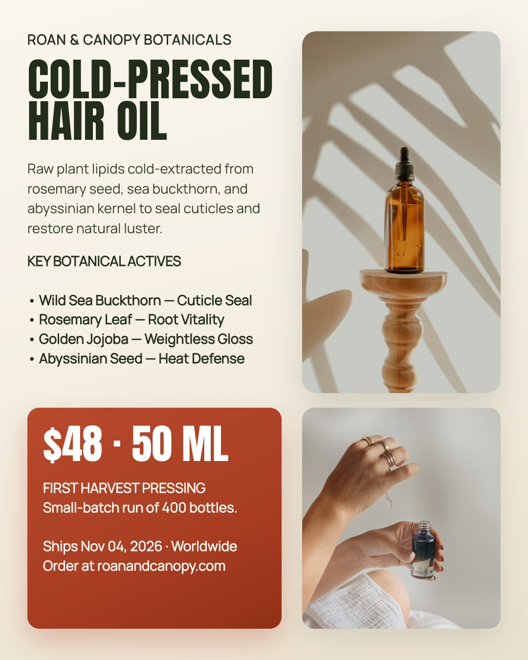 Roan & Canopy Cold-Pressed Hair Oil Launch