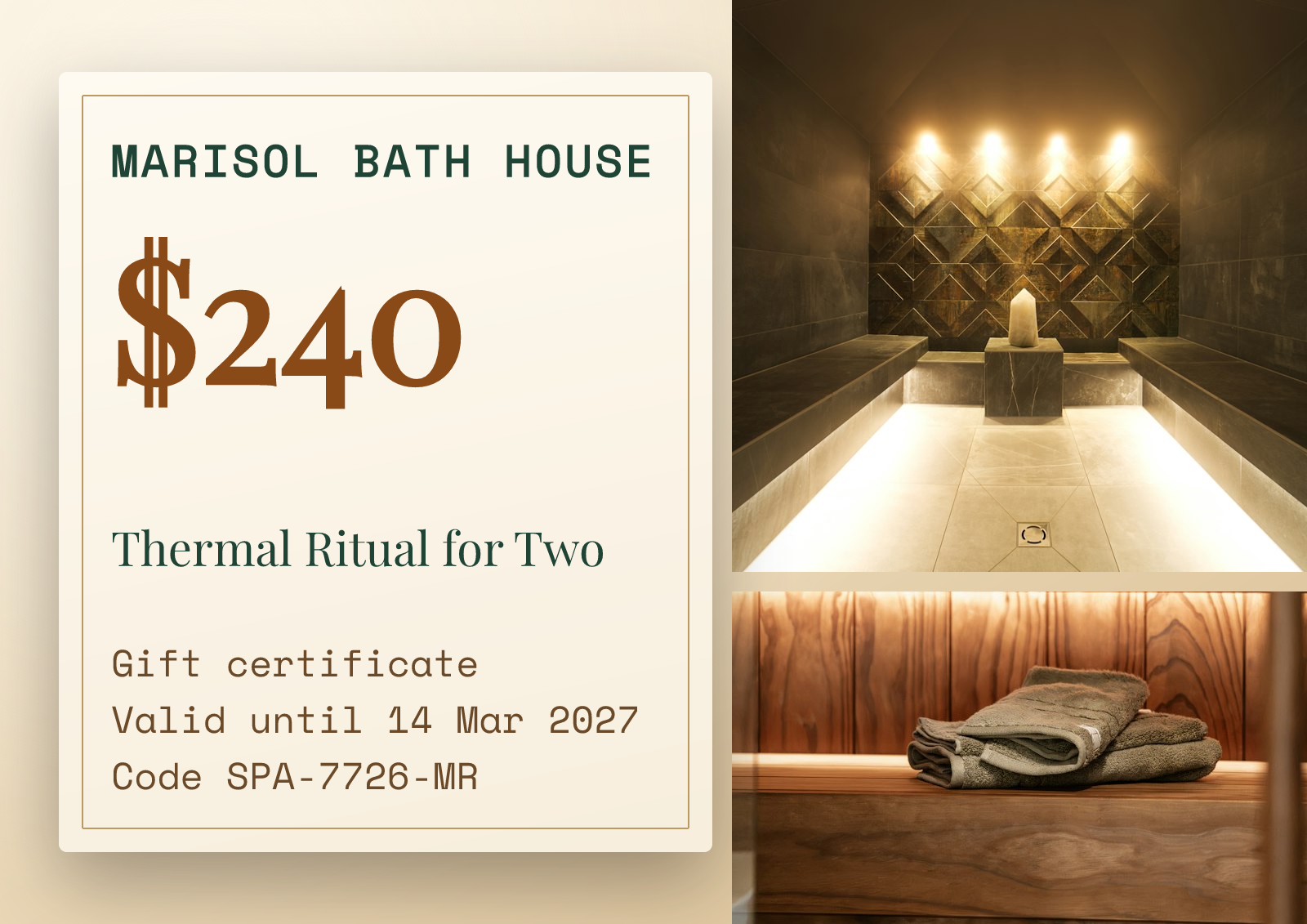Spa Gift Certificate — Marisol Bath House