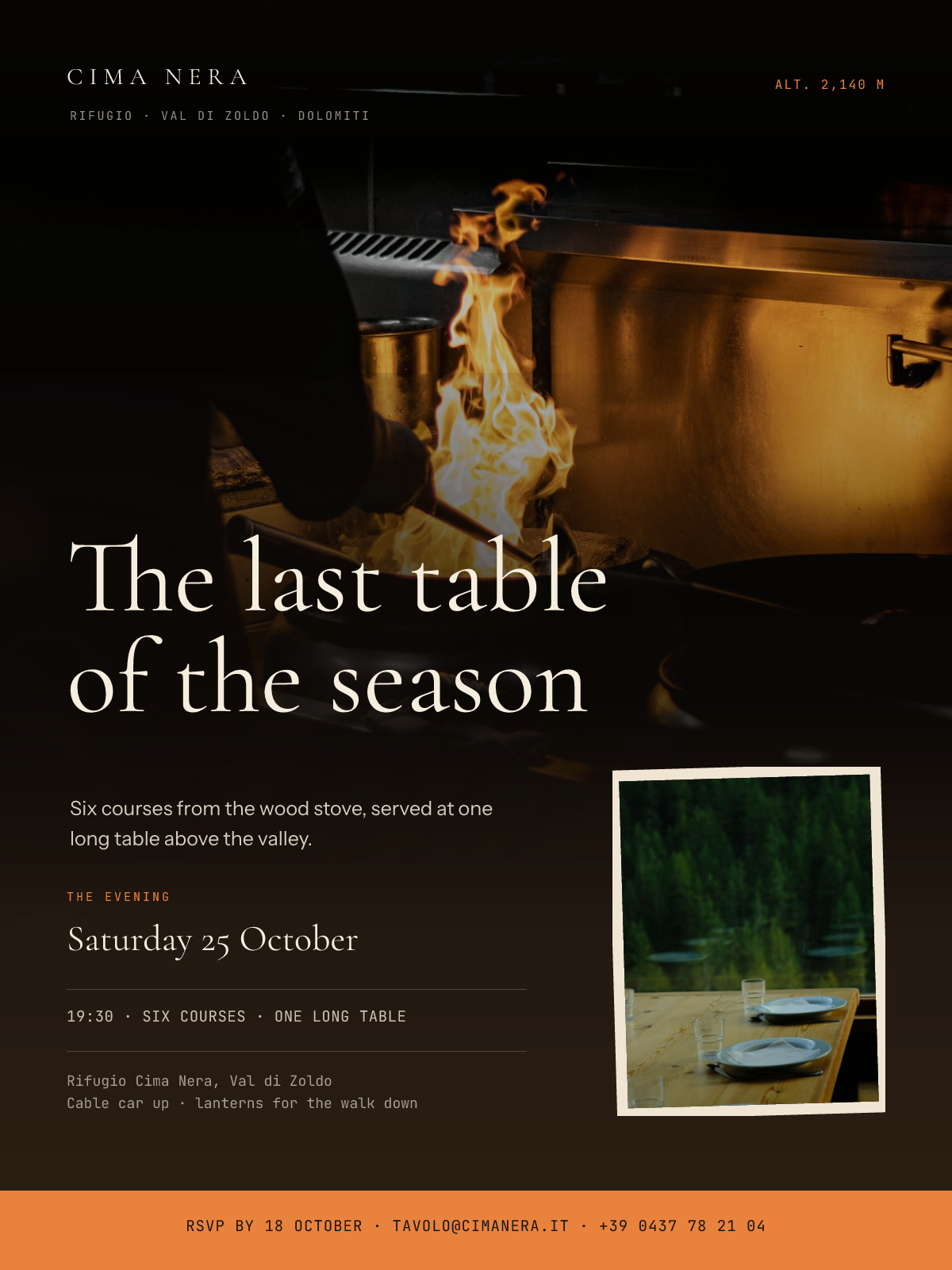 Cima Nera — End of Season Dinner Invitation
