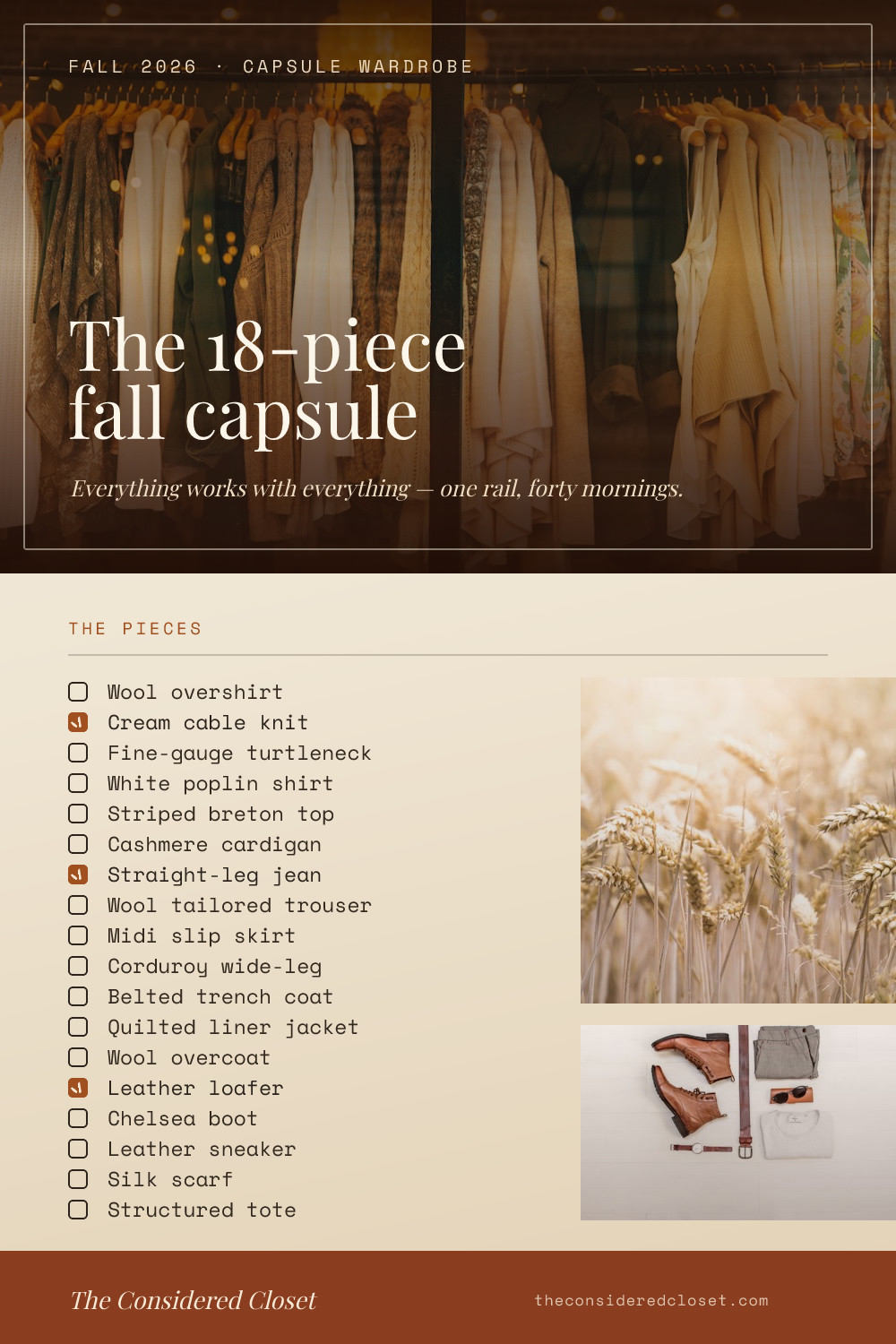 Fall Capsule Wardrobe Checklist Pin