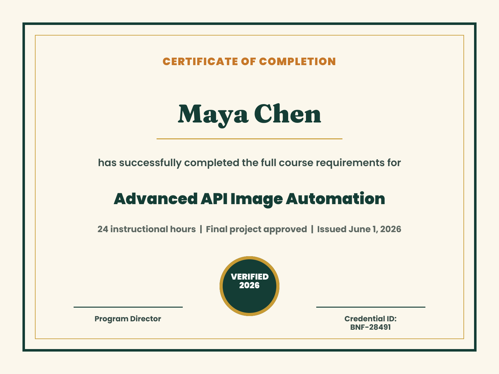 Course Completion Certificate