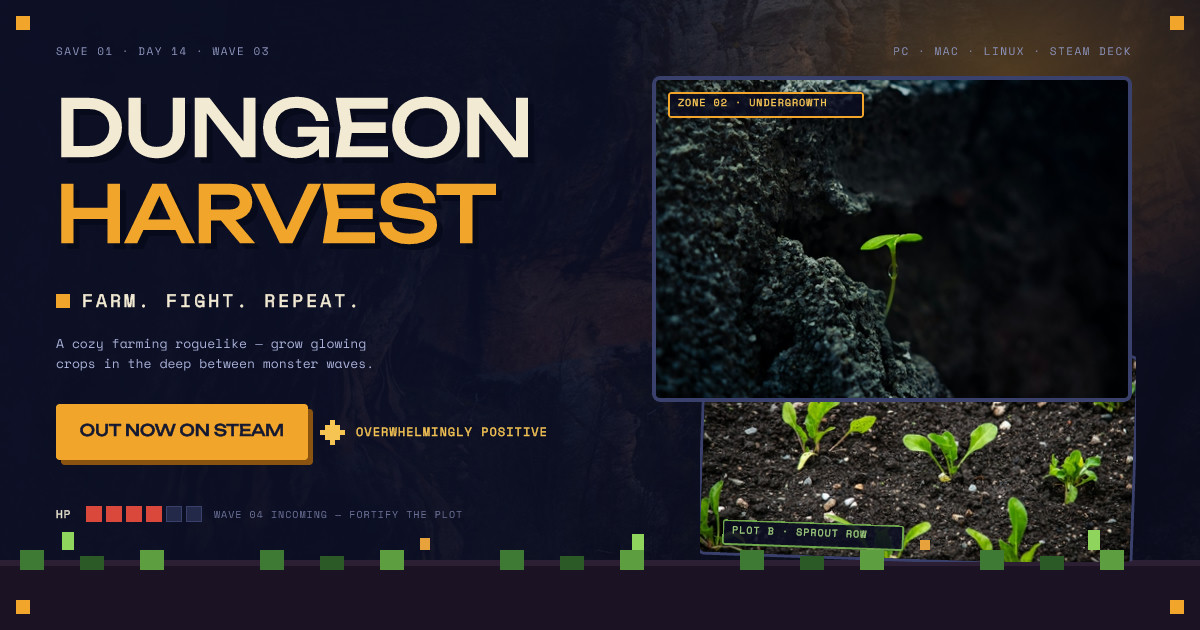 Dungeon Harvest Steam Launch Key-Art