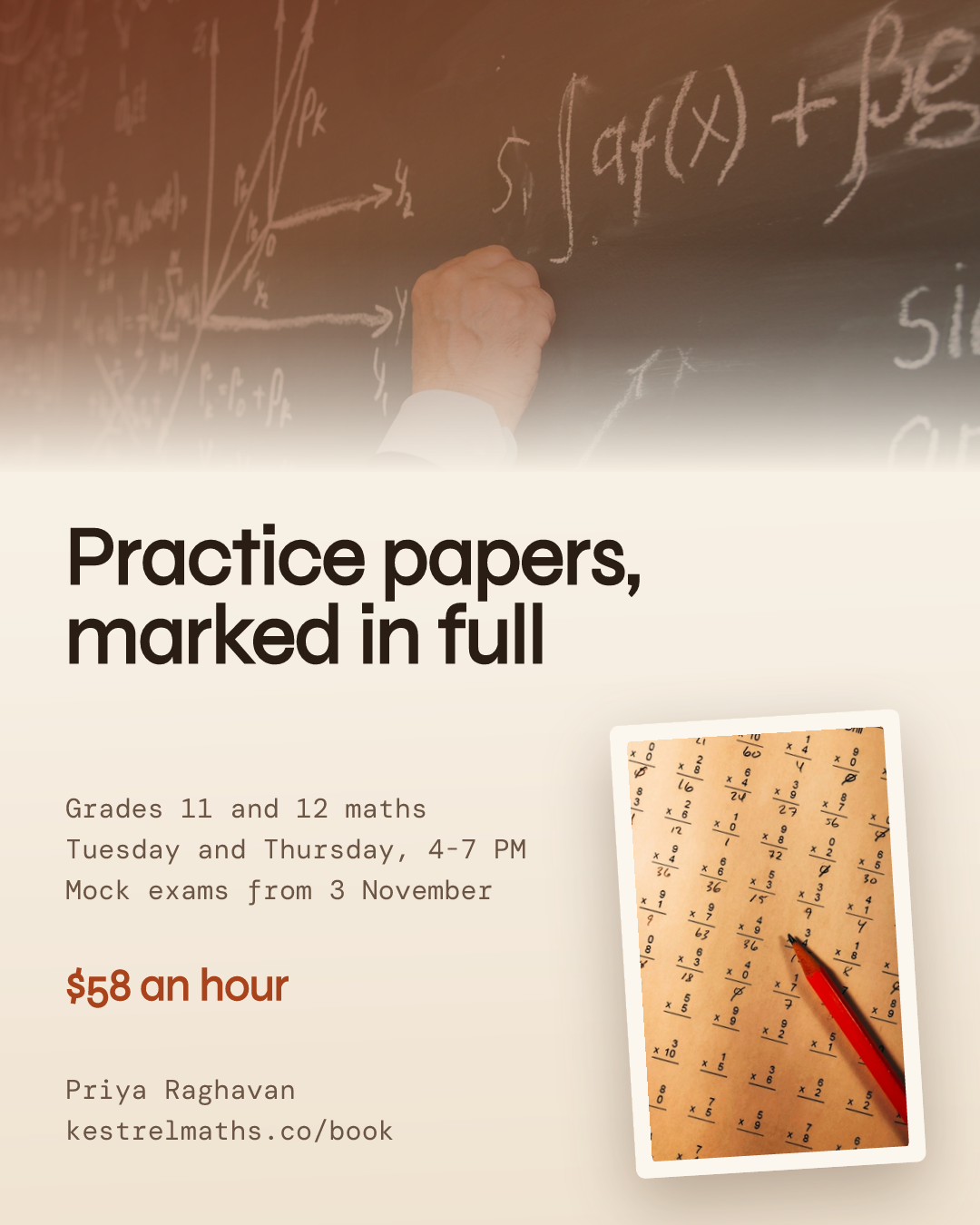 Maths Tutoring Exam Season Poster