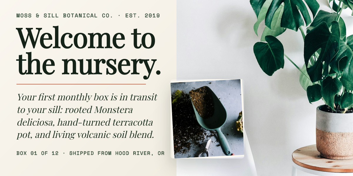 Moss & Sill Plant Box Welcome Header