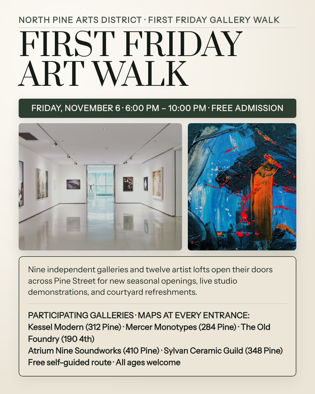 Pine Street First Friday Art Walk Poster