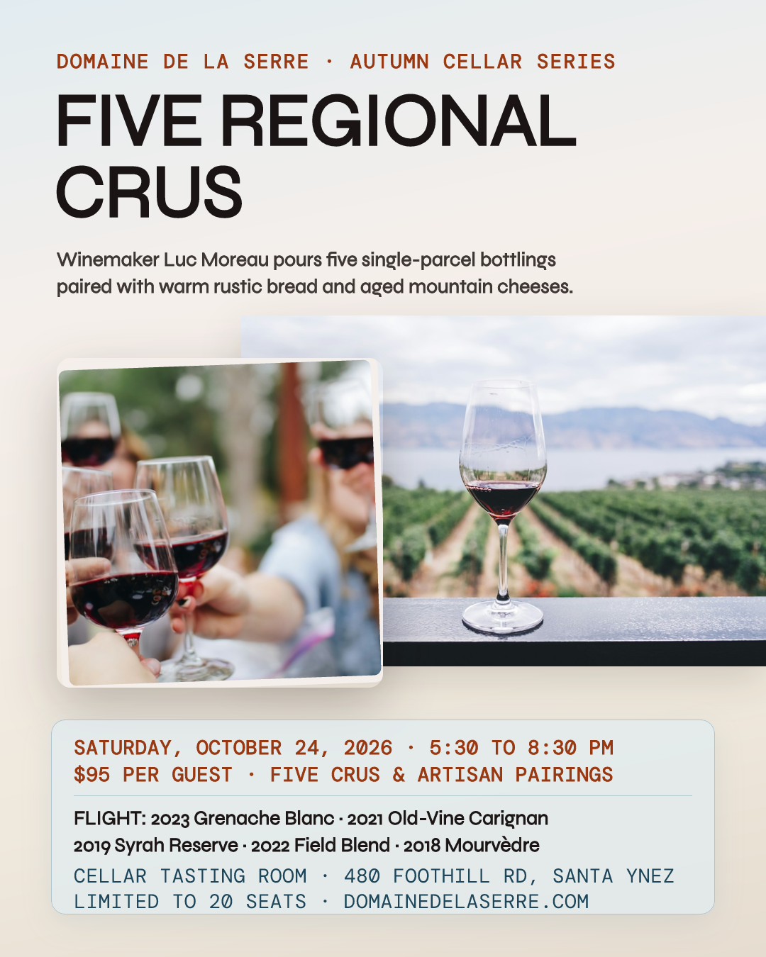 Five Regional Crus — Estate Wine Tasting Evening