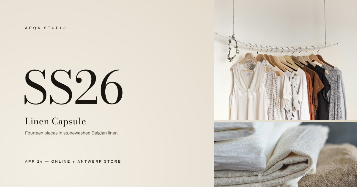 Arqa Studio SS26 Linen Capsule Drop Banner