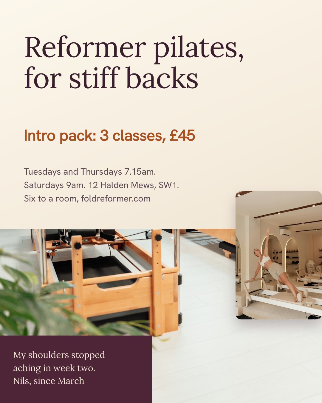 Reformer Studio Class Schedule Post