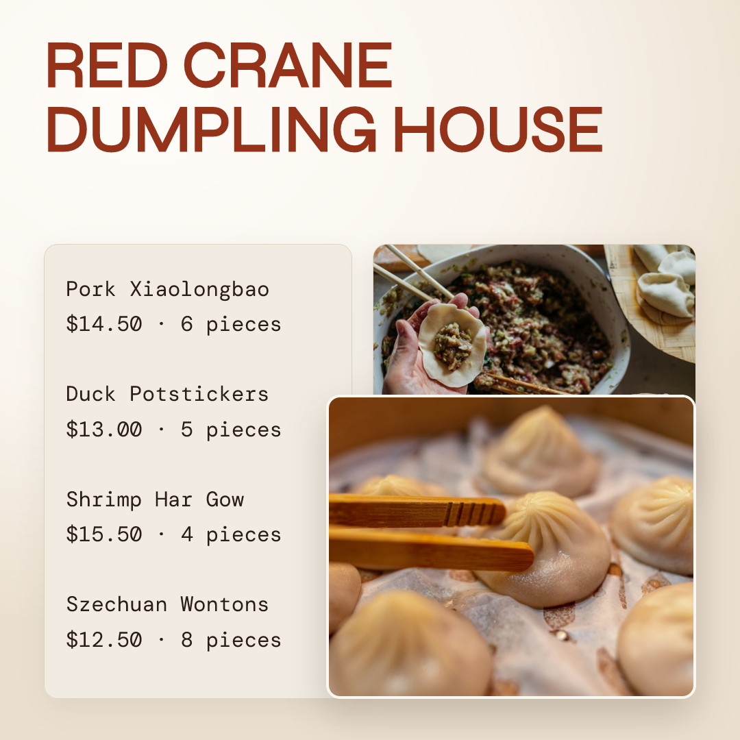 Red Crane Dumpling House Menu Highlights