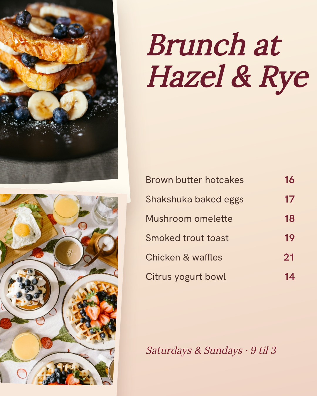 Brunch Menu Board