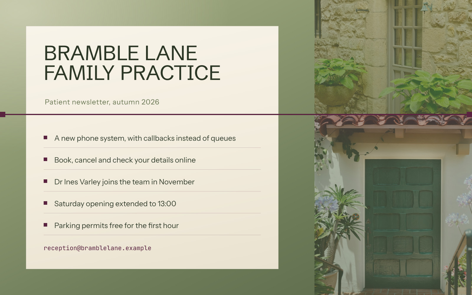 Practice Patient Newsletter Header