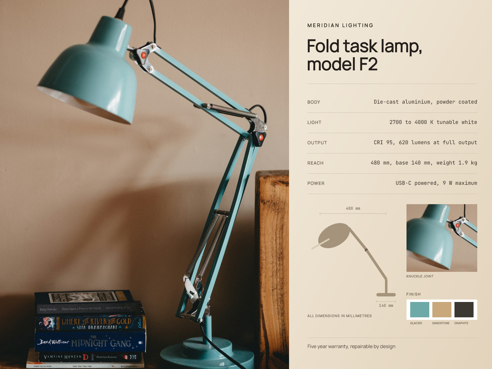 Desk Lamp Product Spec Sheet