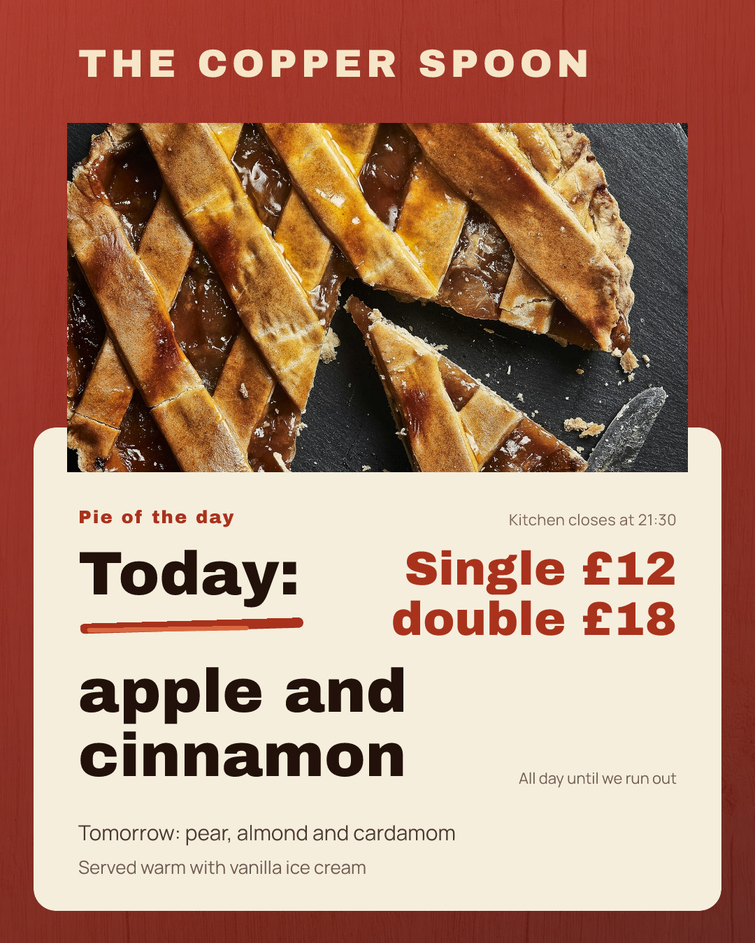 Pie of the Day Board