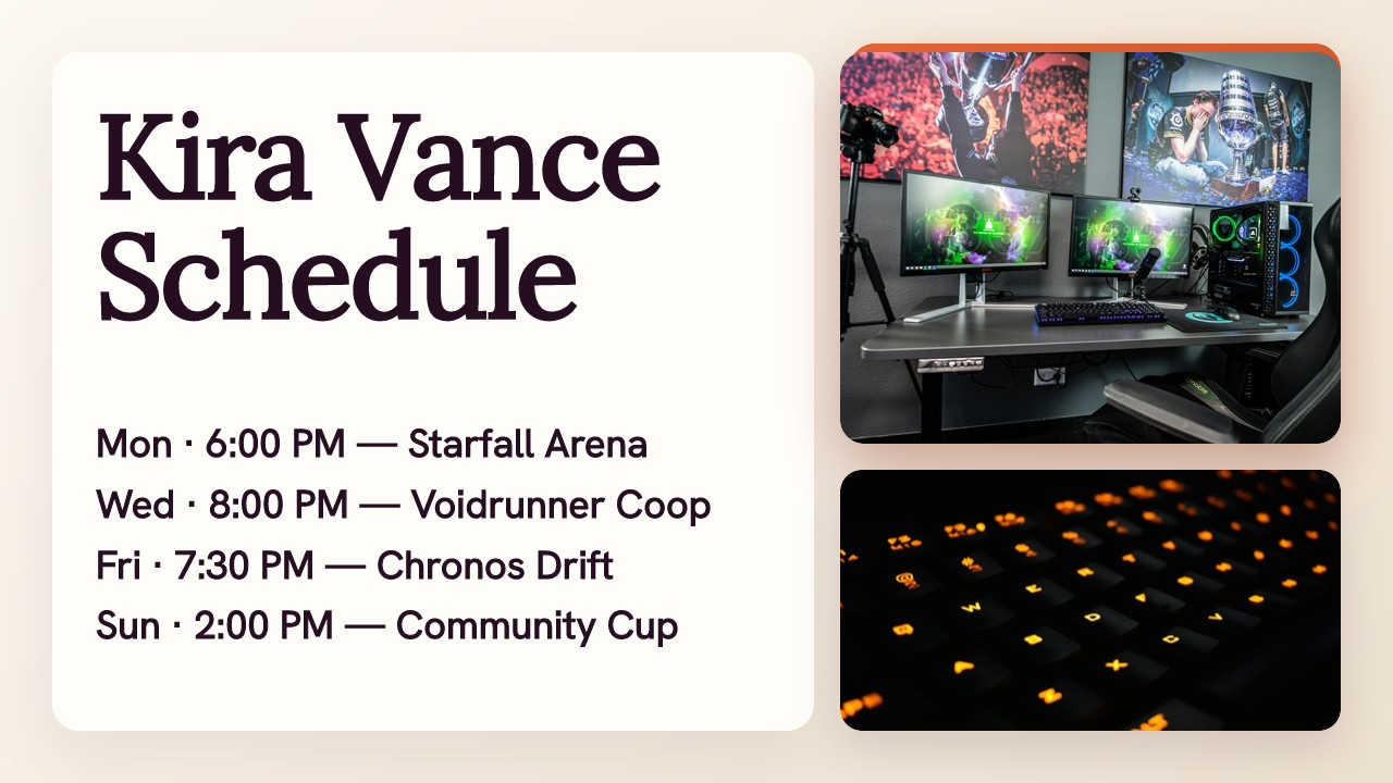 Kira Vance — Stream Schedule