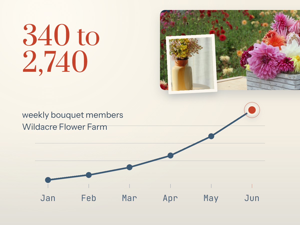 Member Growth Line Chart — Wildacre Flower Farm