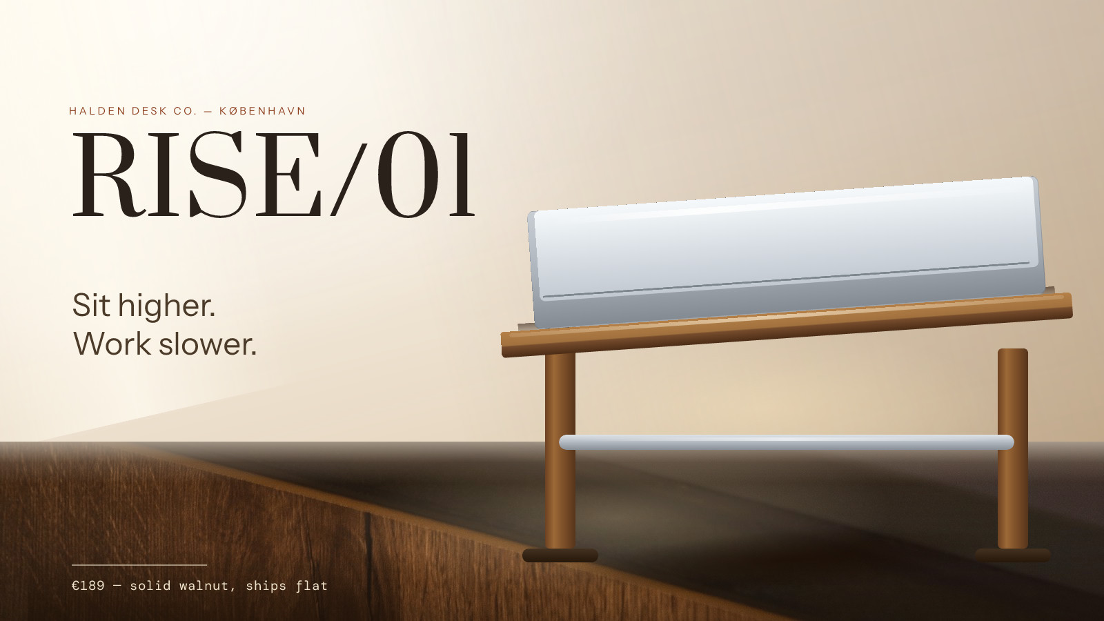 RISE/01 Walnut Stand Hero