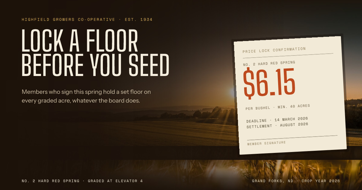 Harvest Price Lock Announcement