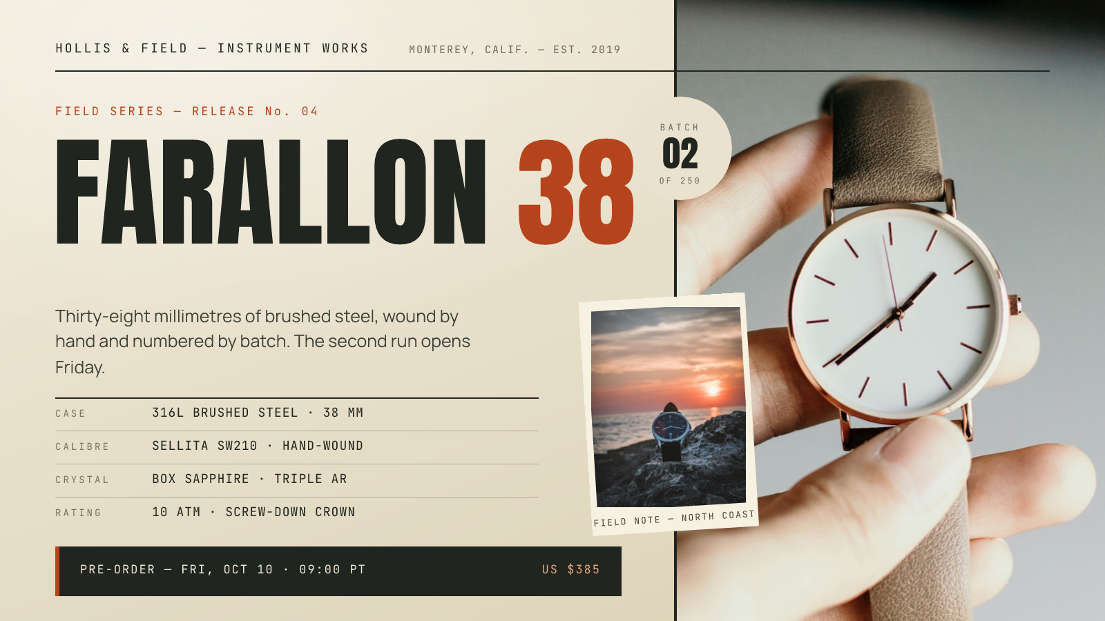 Hollis & Field Farallon 38 Release