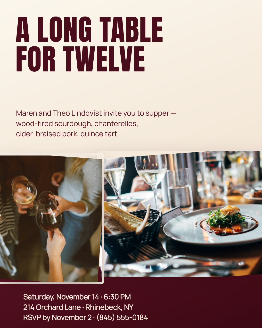 A Long Table for Twelve — Dinner Party Invitation
