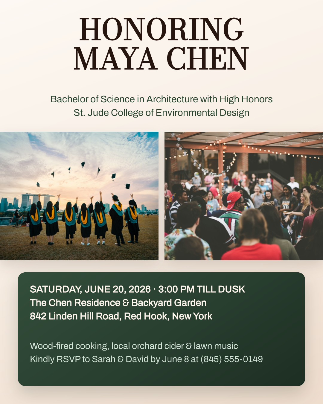 Maya Chen Backyard Graduation Party Invitation