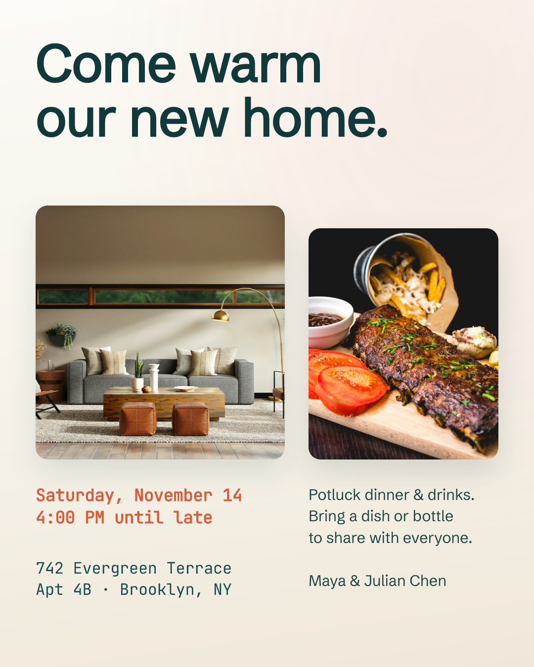 Housewarming & Potluck Celebration Invitation