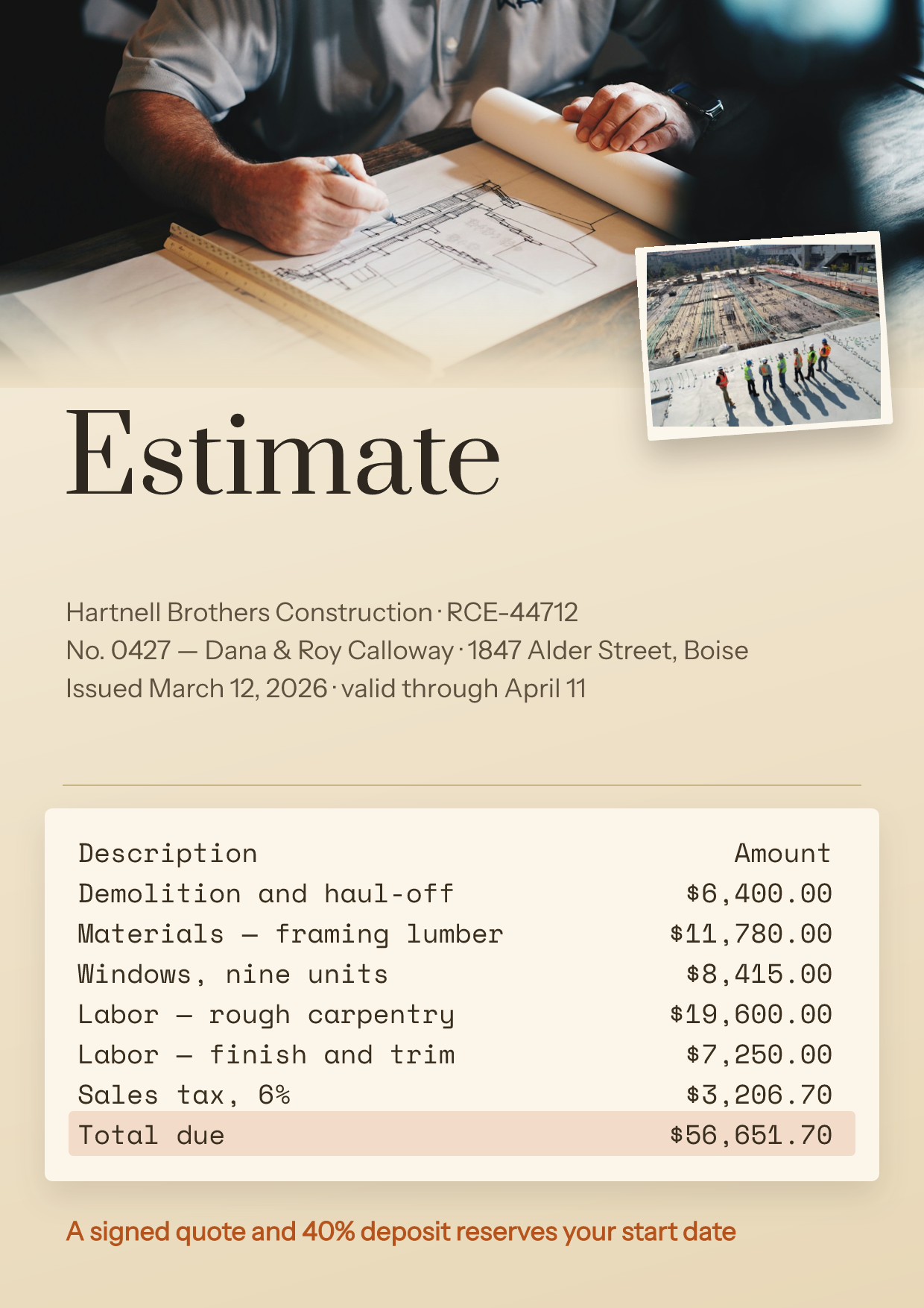 Construction Estimate