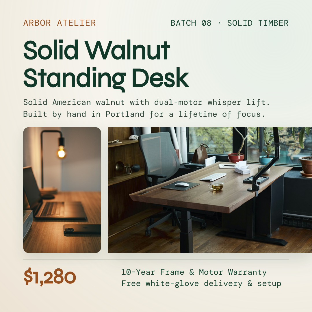 Arbor Solid Walnut Standing Desk