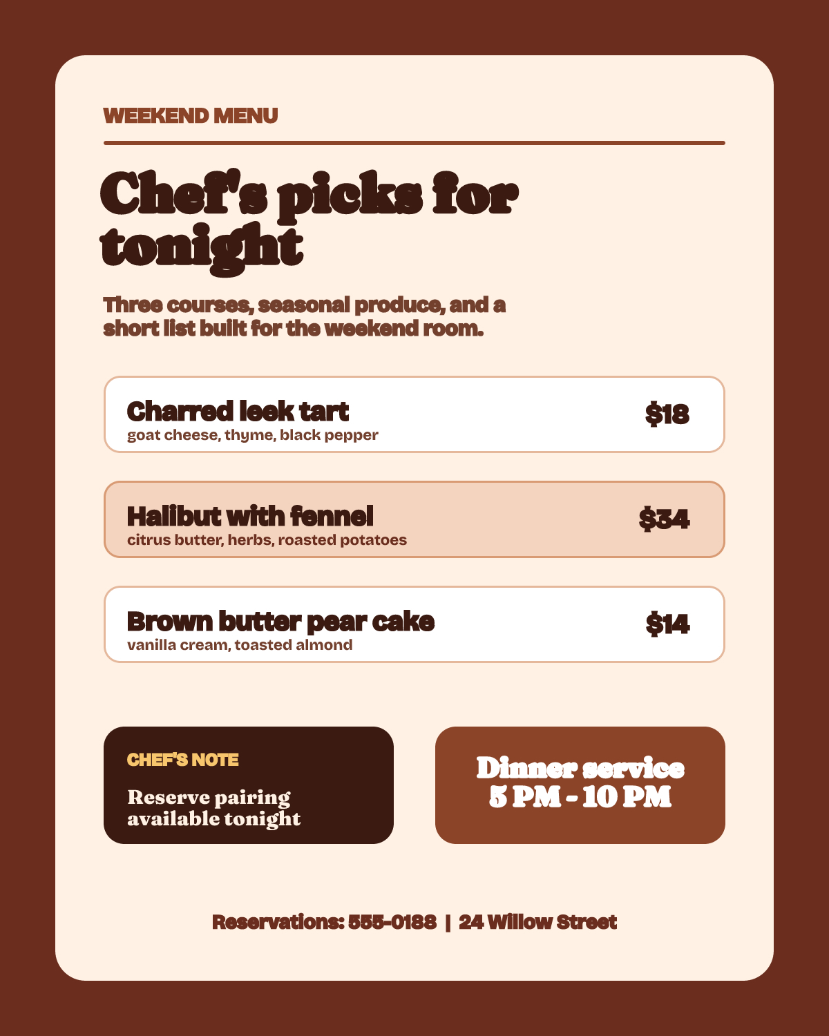 Chef's Picks Menu Feature