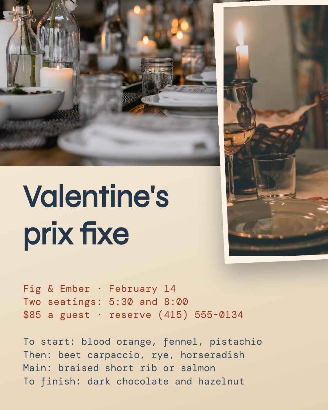 Valentine's Prix Fixe Dinner