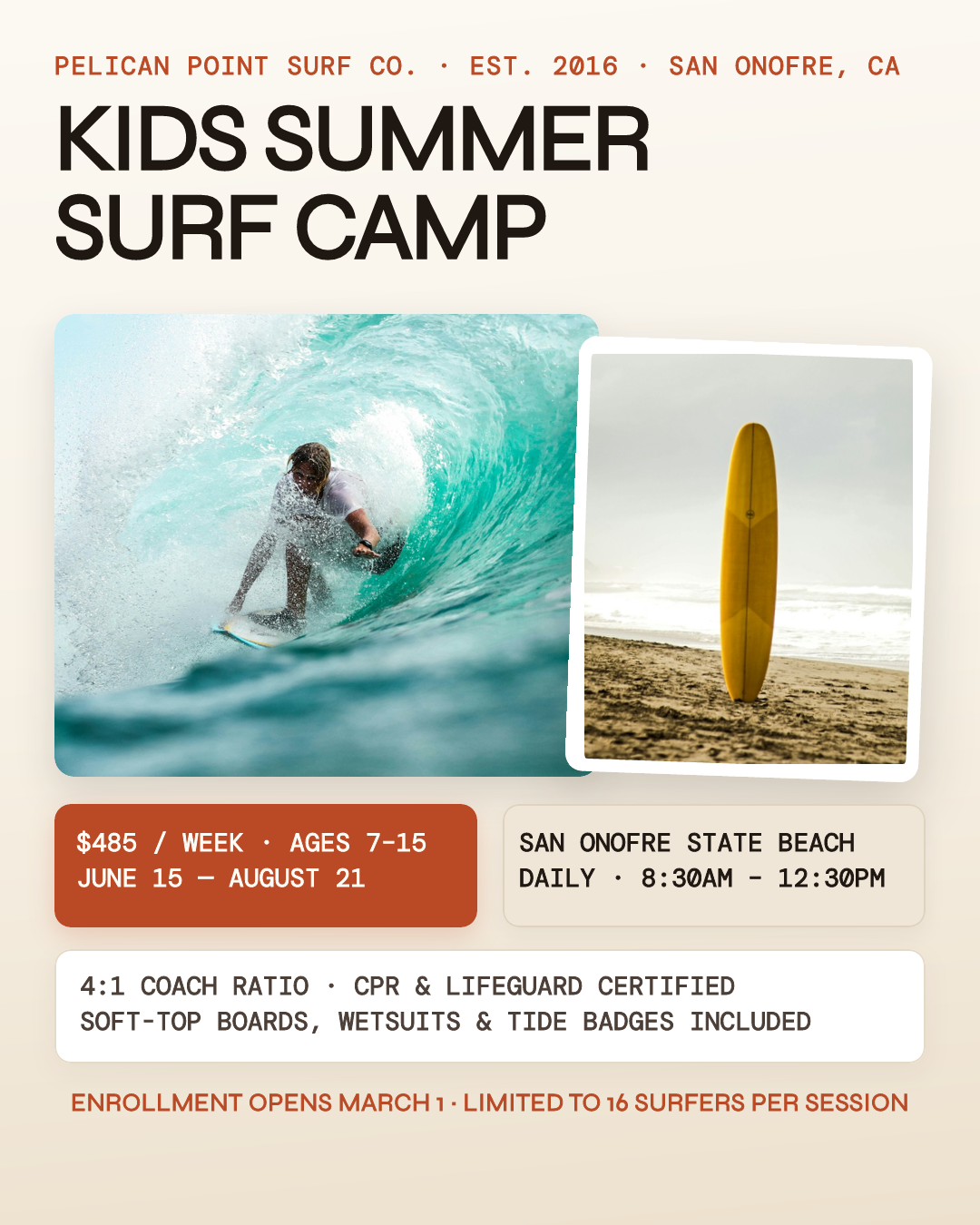 Pelican Point Kids Summer Surf Camp