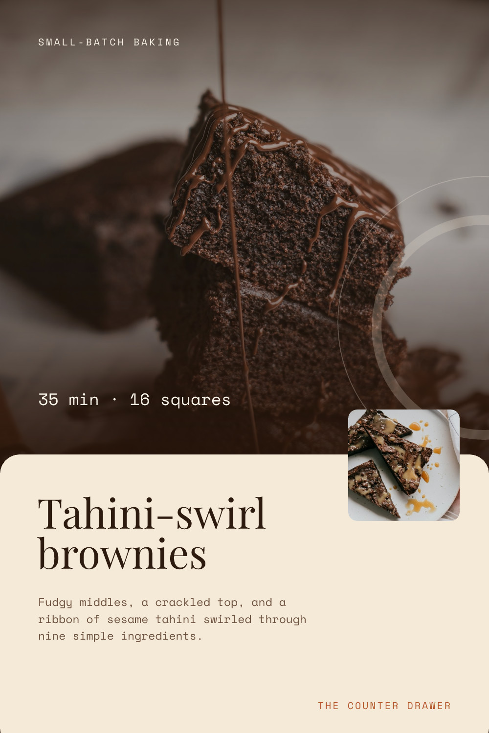 Tahini Swirl Brownie Recipe Pin