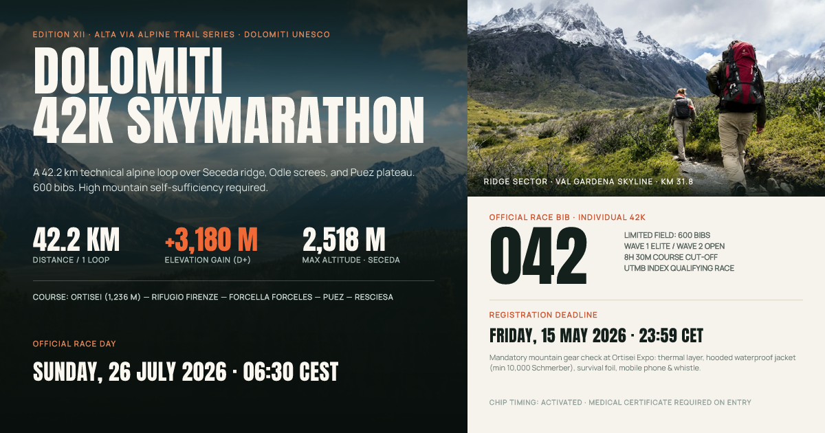 Dolomiti 42K Trail Marathon Race Announcement