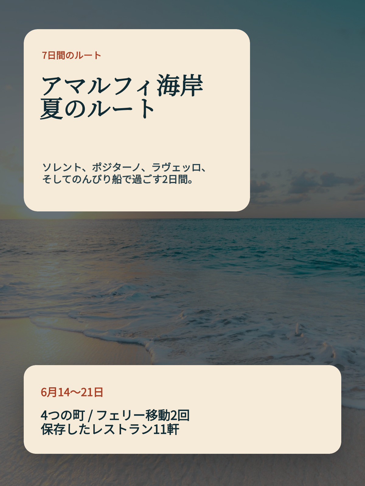 旅の旅程表の表紙