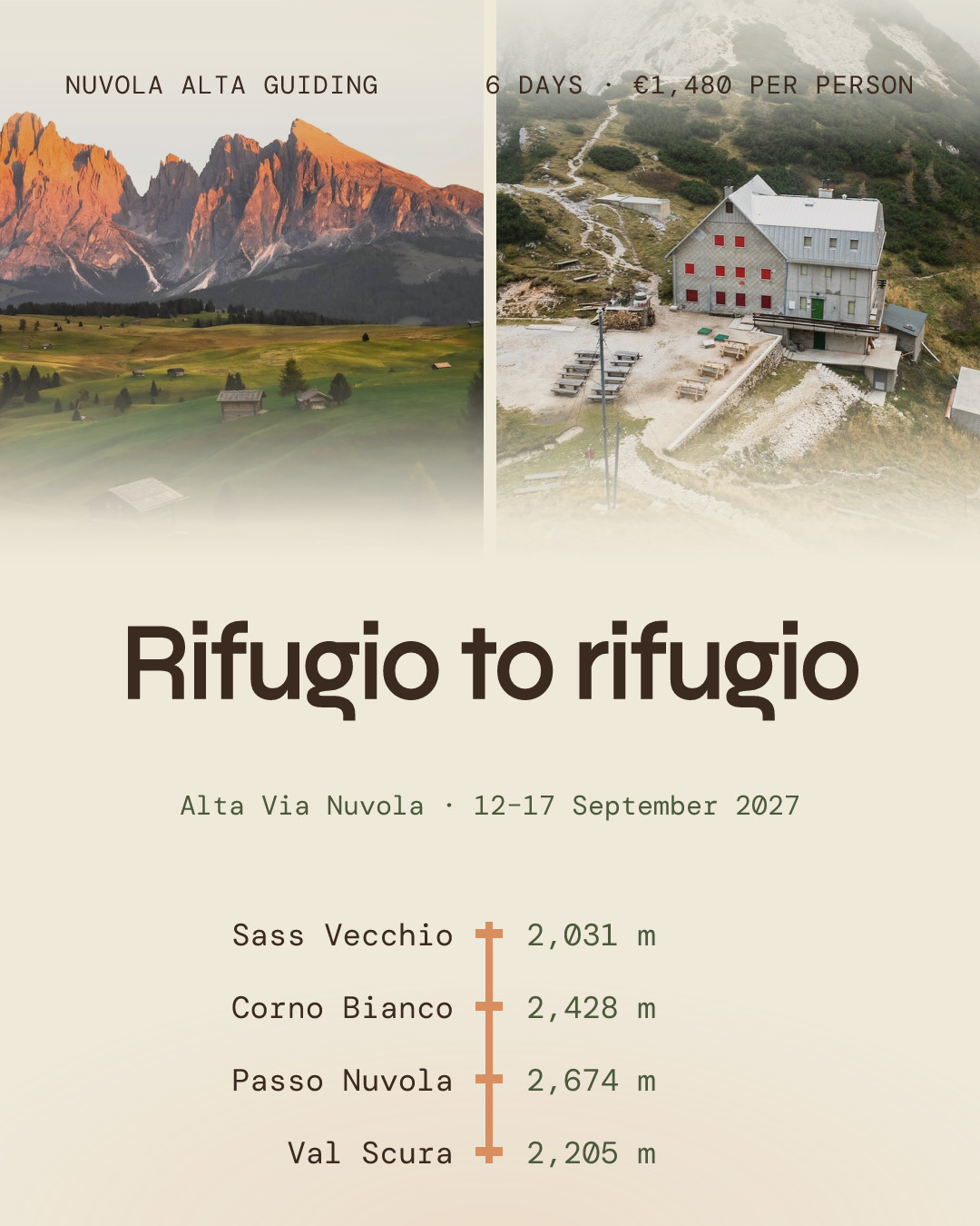 Dolomites Rifugio Trek Departure