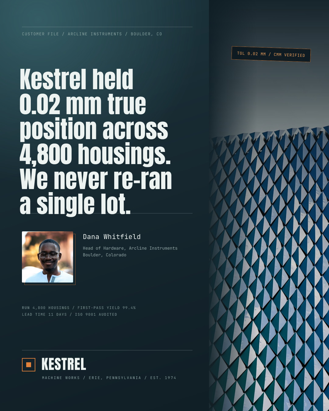Kestrel Machine Works Customer Proof