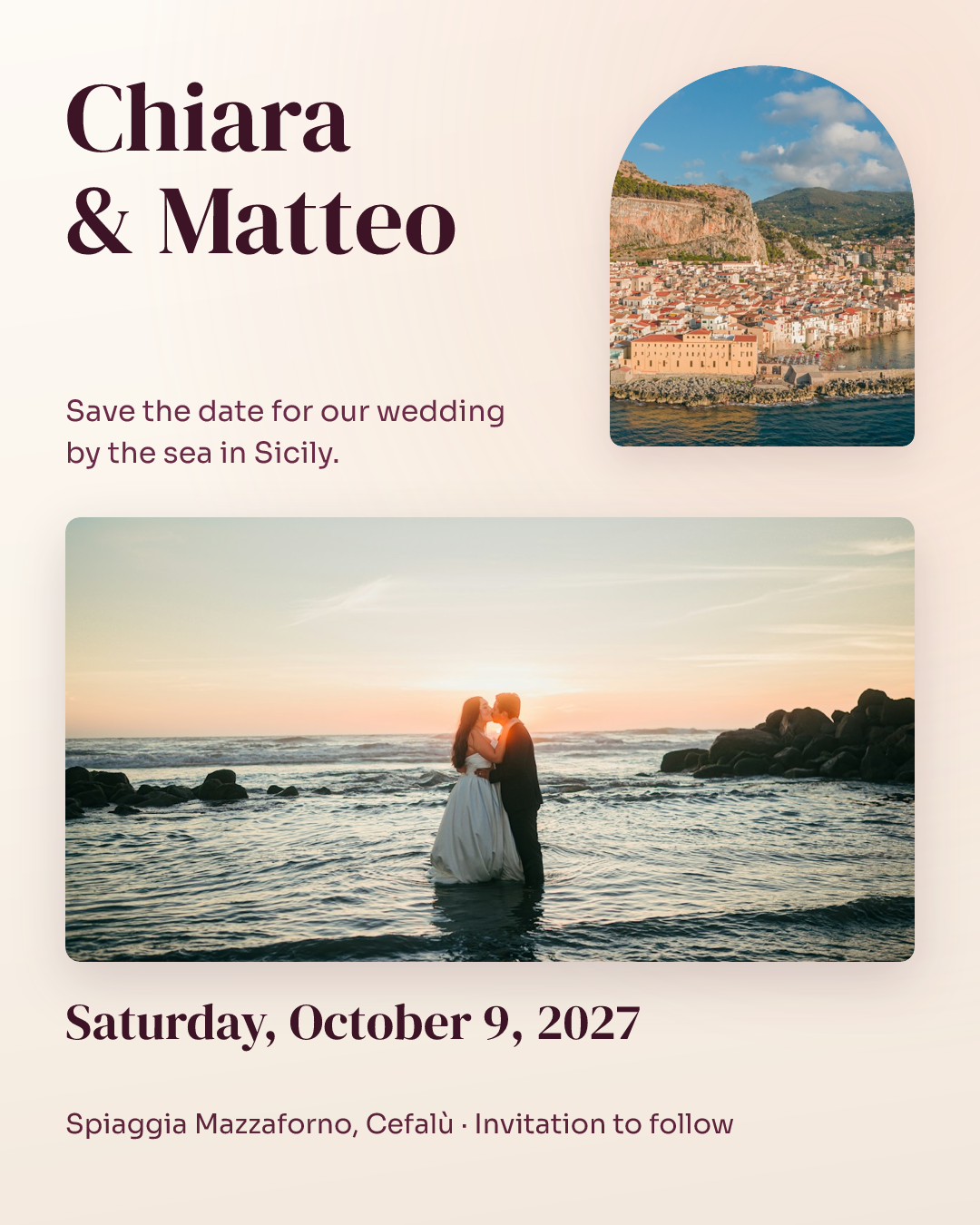Seaside Sicily Wedding Save the Date