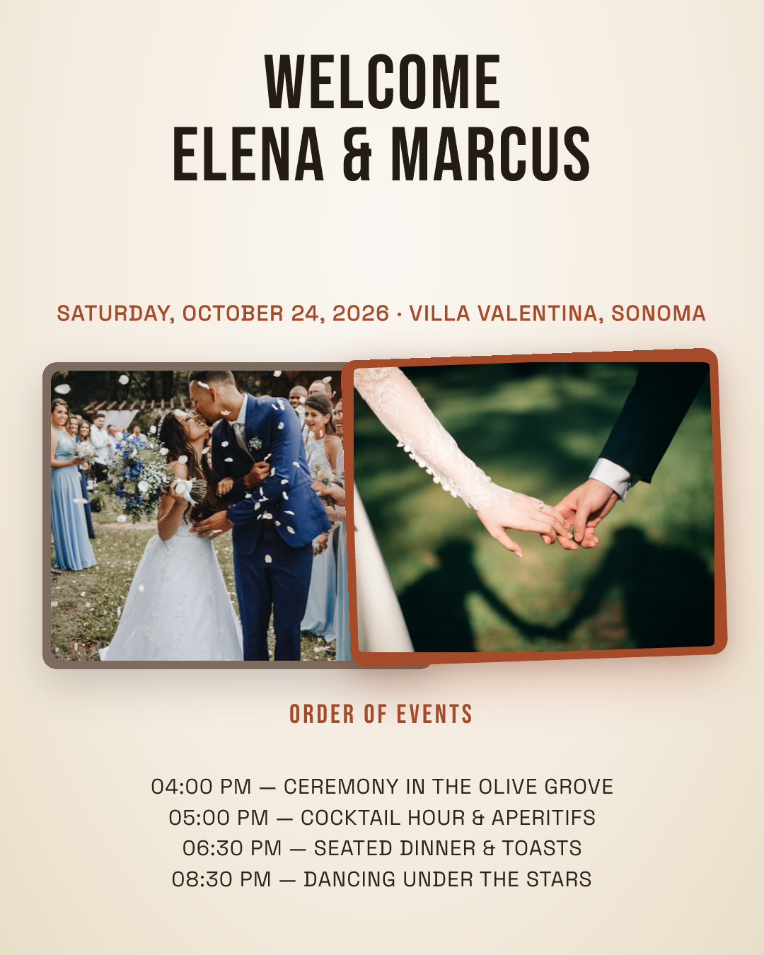 Elena and Marcus Wedding Welcome Sign